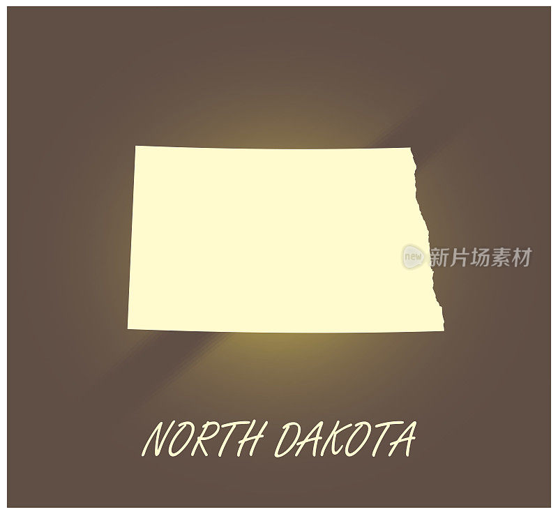 北达科他州地图矢量轮廓制图黑色和白色照明grunge背景插图