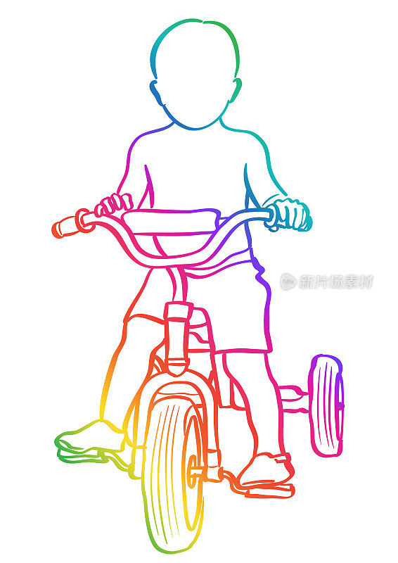蹒跚学步的三轮车彩虹