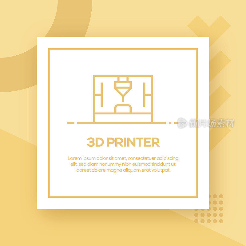 3D打印机矢量线图标-简单的细线图标，优质的设计元素