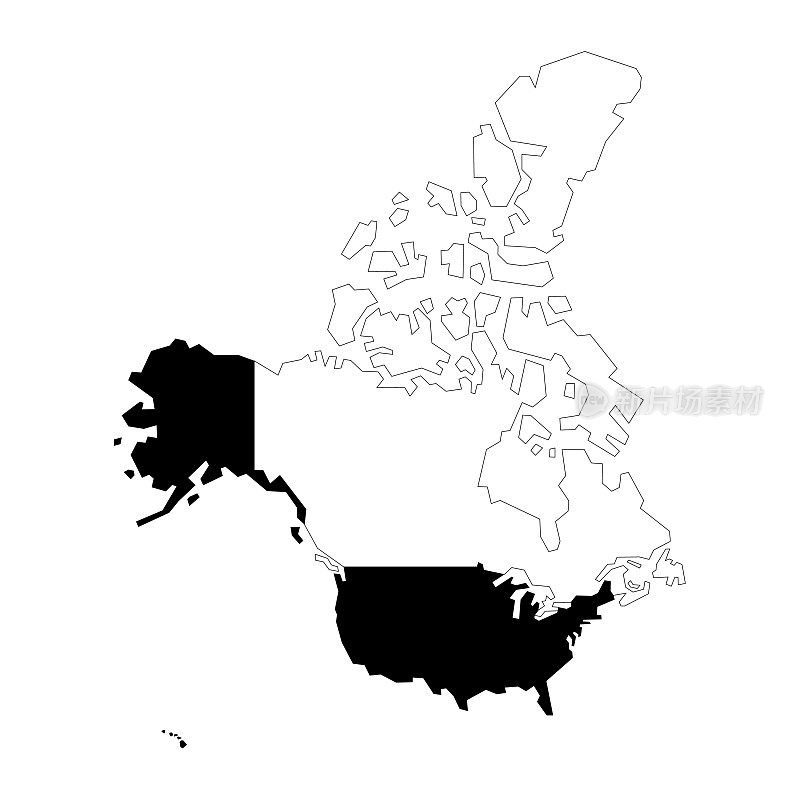 加拿大和美利坚合众国地图