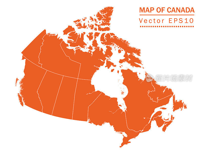 加拿大平面彩色地图