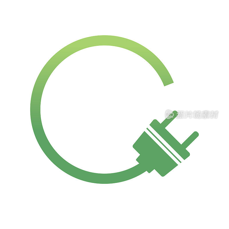 绿色电源图标:插头