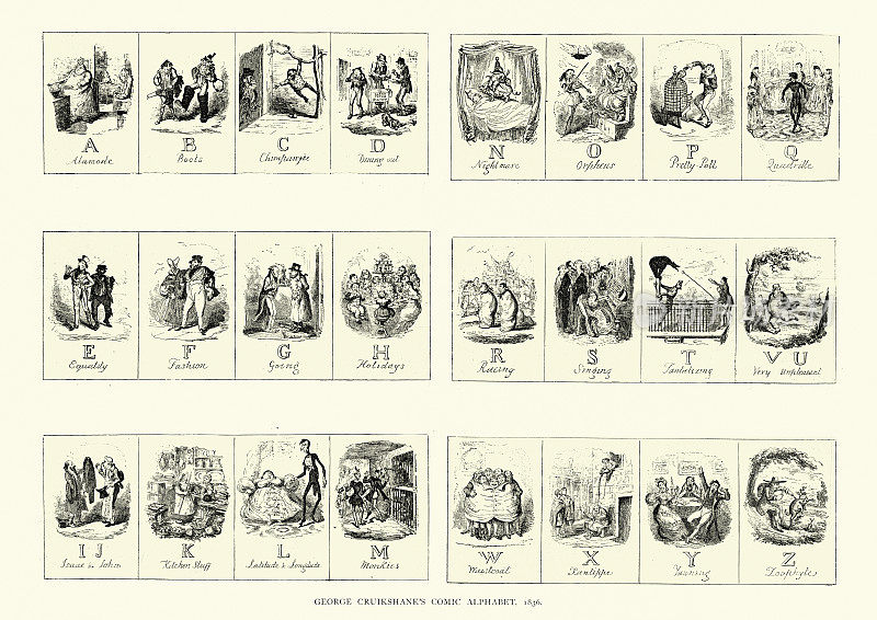 乔治・克鲁克山克的漫画字母表，1836年，19世纪