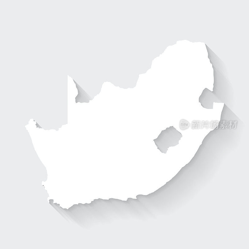 南非地图与空白背景上的长阴影-平面设计
