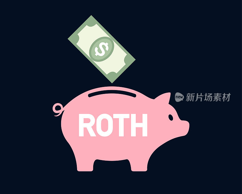 存钱罐旁边写着ROTH退休账户