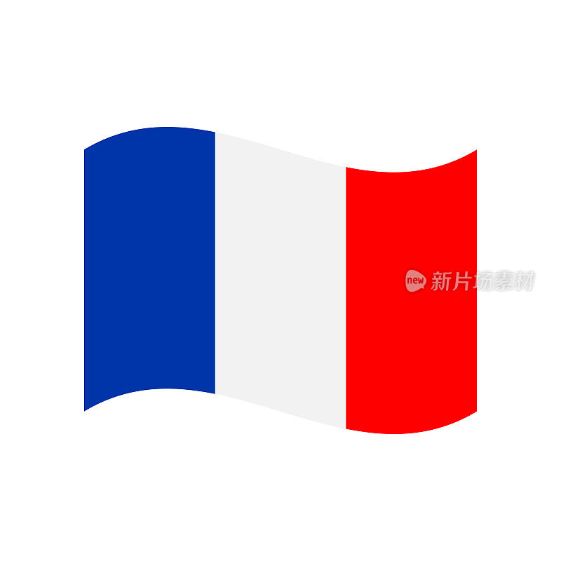 法国-旗帜图标矢量插图-波
