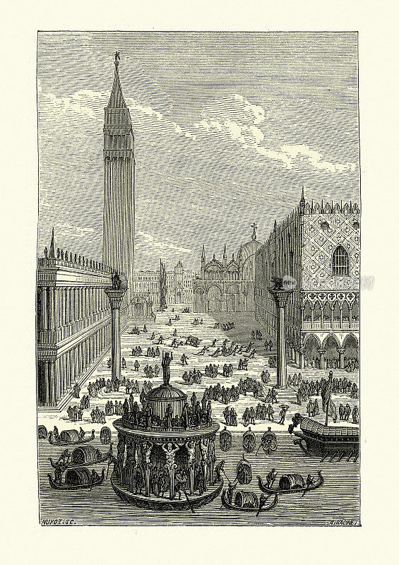 这是16世纪威尼斯圣马可广场的景象