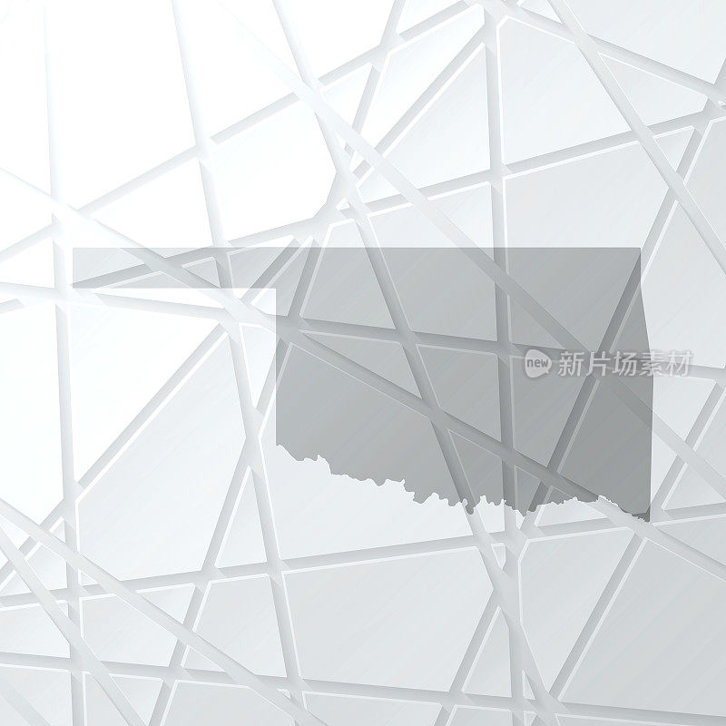 俄克拉荷马州地图与网状网络在白色背景