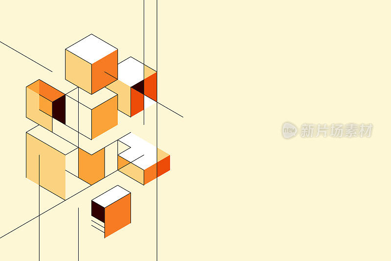 背景与等距透视形状和线