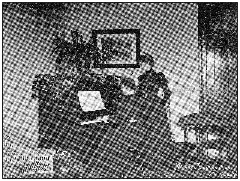 1898年，来自堪萨斯州劳伦斯的古董照片:哈斯凯尔学院音乐系