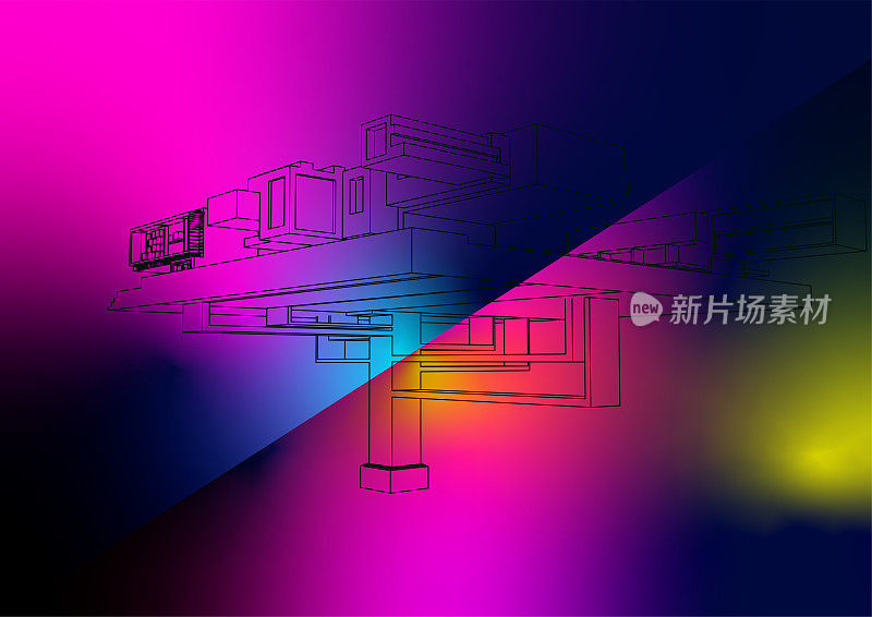 摘要液体颜色渐变纹理与线条结构图案插图背景