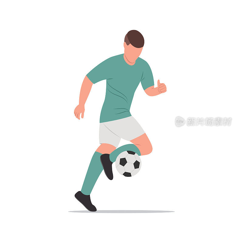 足球运动员快速运球和踢球
