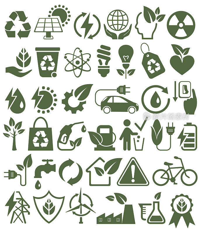 生态友好的生物绿色能源图标标志集