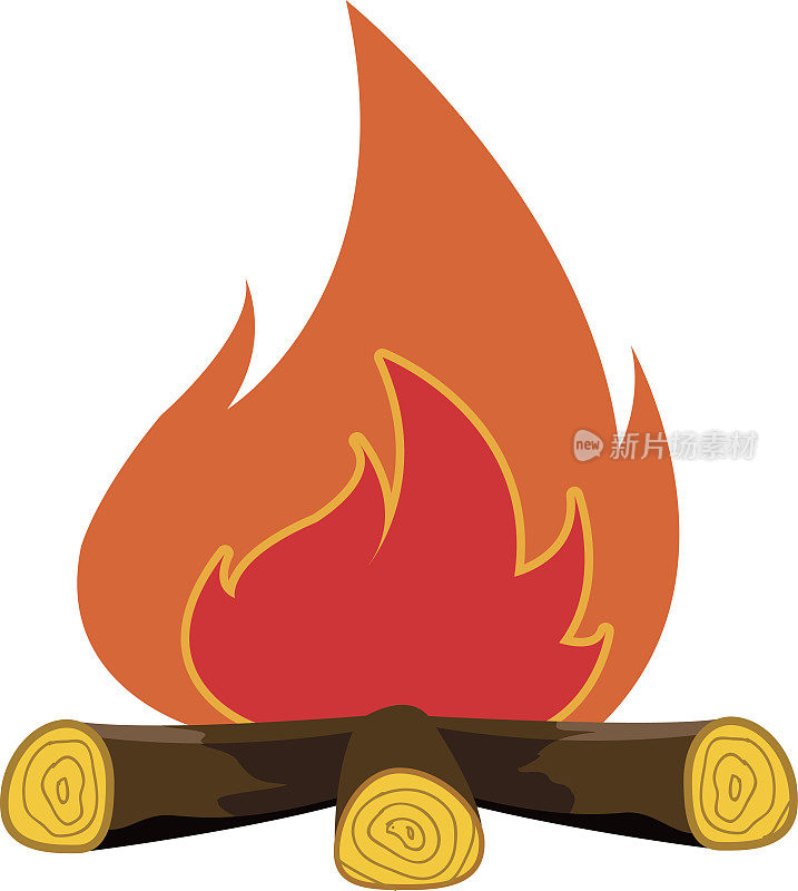 篝火。壁炉与木材图标。