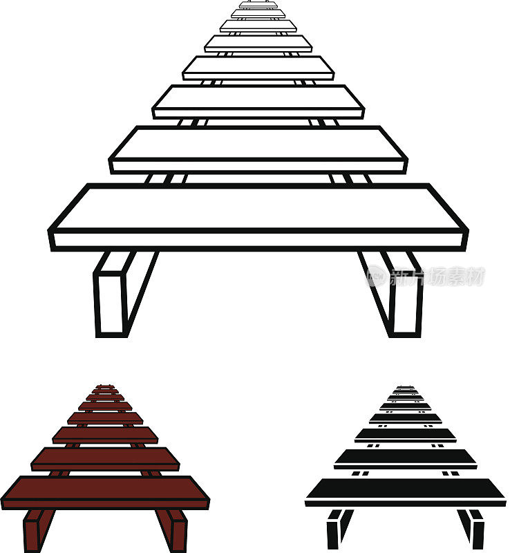 3D简单木桥黑色符号向量