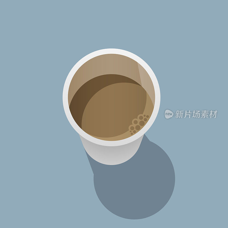 一次性咖啡杯是放在一个平面上，并在上面投下阴影。