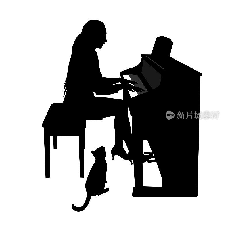 和宠物一起练钢琴