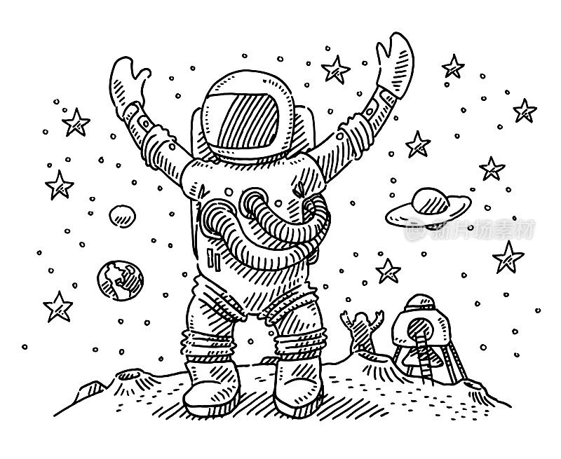 为登月宇航员欢呼的图画