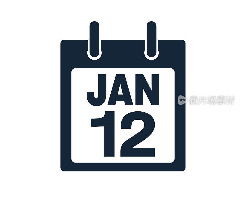 1月12日日历图标股票矢量插图