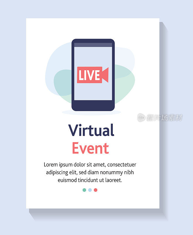 Live虚拟事件图标垂直横幅与手机
