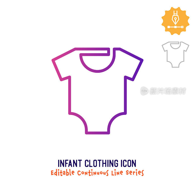 婴儿服装连续线可编辑图标