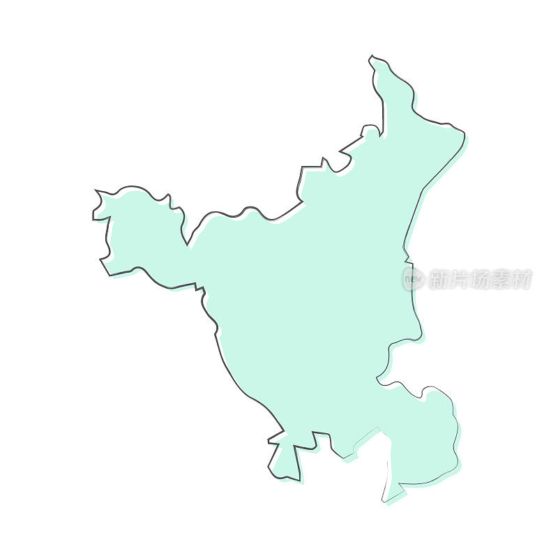哈里亚纳邦地图手绘在白色的背景-时尚的设计