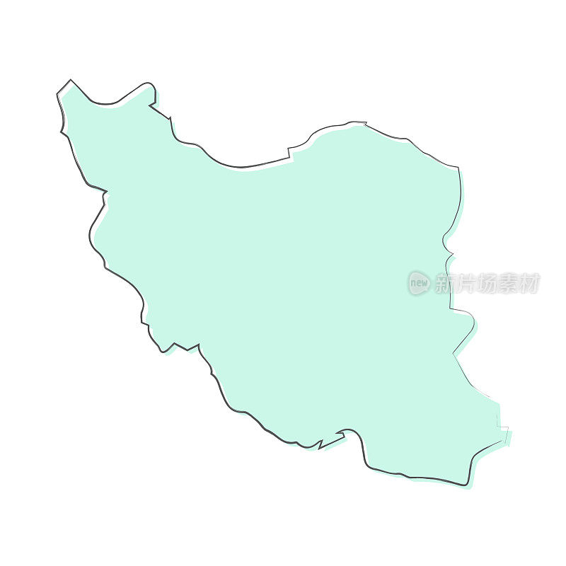 伊朗地图手绘在白色的背景-时尚的设计