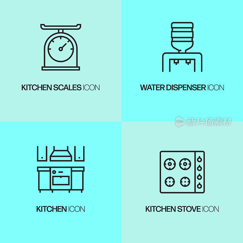 家电相关线路图标。向量符号说明。