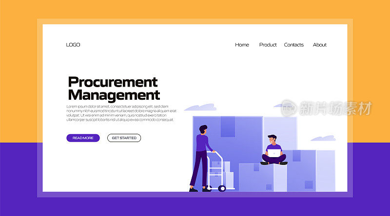 采购管理概念矢量插图登陆页模板，网站横幅，广告和营销材料，在线广告，业务演示等。