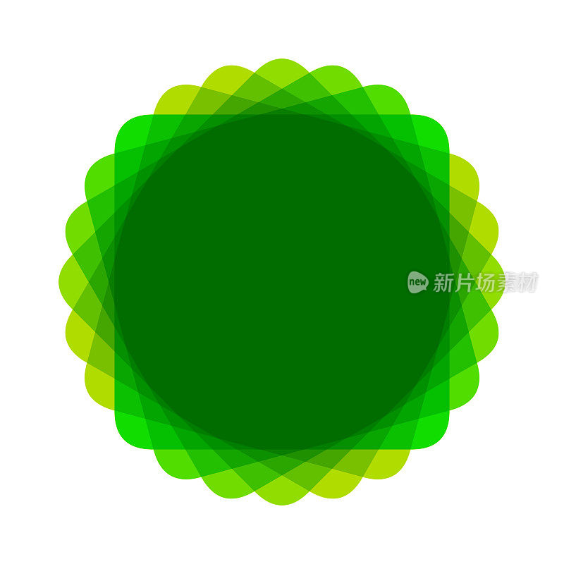 复制空间旋转圆形方形图案，绿色，透明
