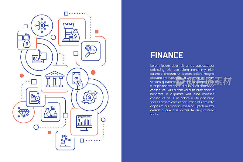 金融概念，金融矢量插图与图标