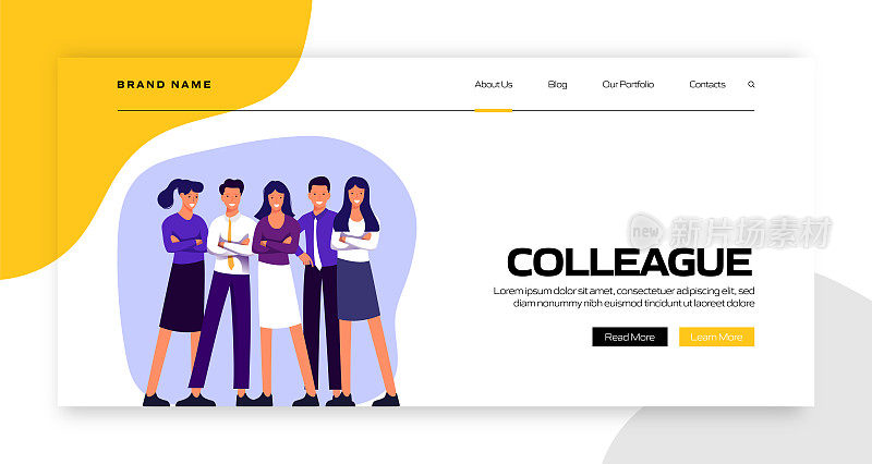 同事概念矢量插图登陆页面模板，网站横幅，广告和营销材料，在线广告，业务演示等。