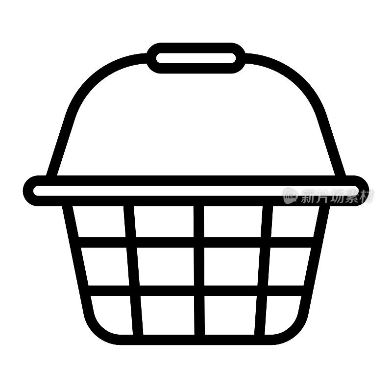 购物篮线图标,轮廓符号矢量插图