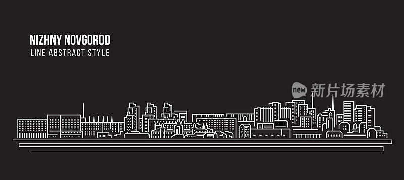 城市景观建筑线条艺术矢量插图设计-下诺夫哥罗德市