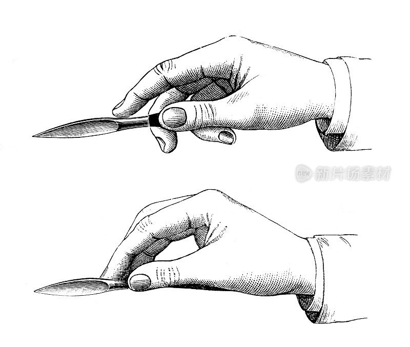 医生使用医疗器械手术手术刀1896