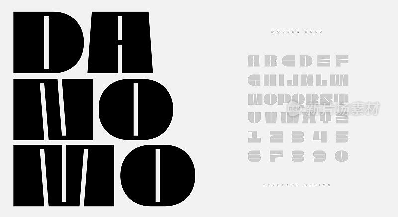 Danomo，一种大而大胆的未来主义现代极简字体，矢量字体设计