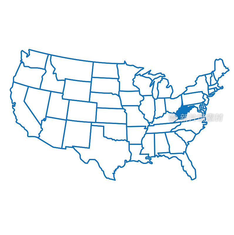 西弗吉尼亚州地图图标