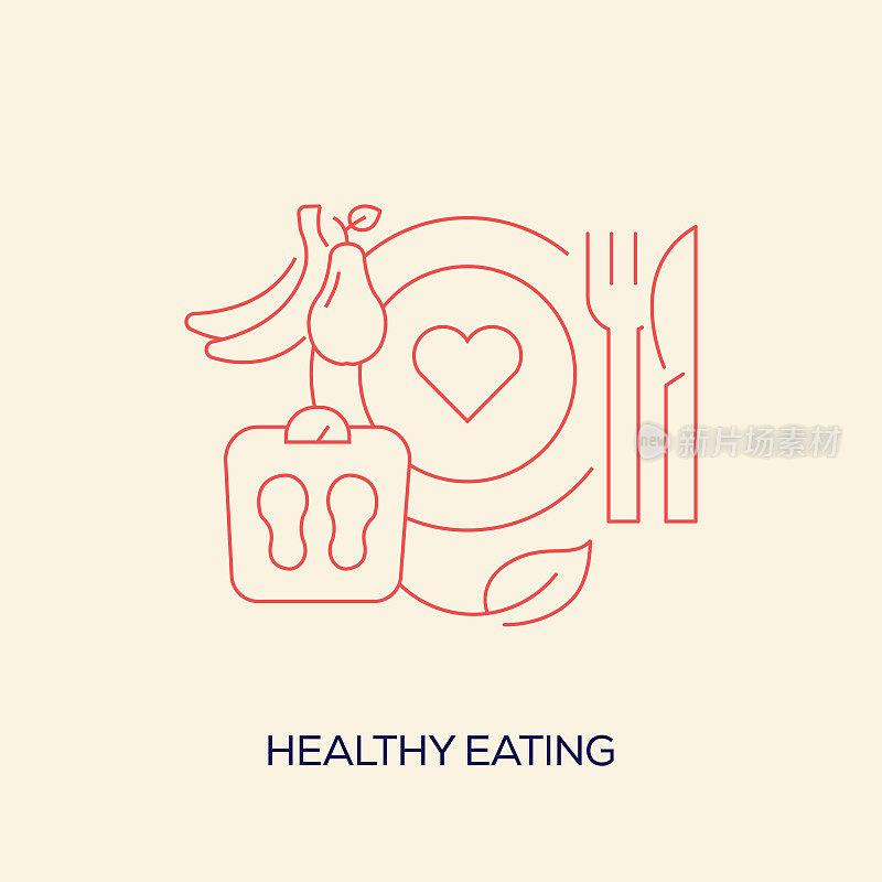 健康饮食相关矢量概念插图