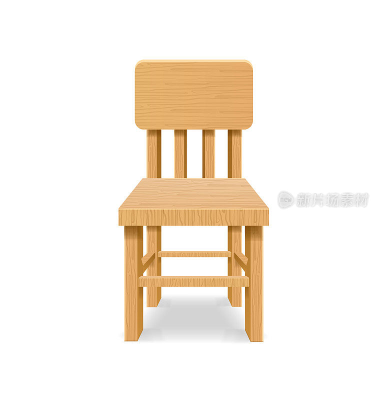 逼真详细的3d复古木椅子。向量