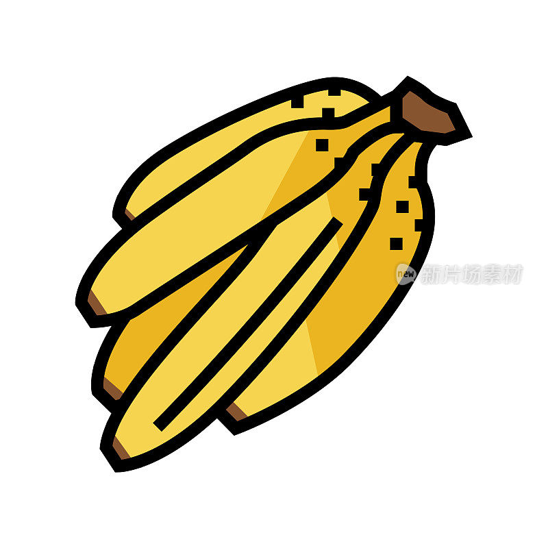 一串香蕉颜色图标矢量插图
