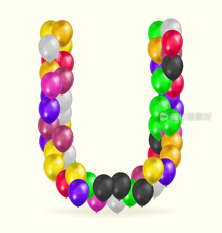 字母U气球各种颜色标志矢量设计模板