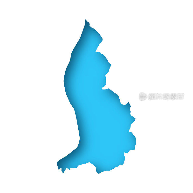 列支敦士登地图-白纸，蓝色背景