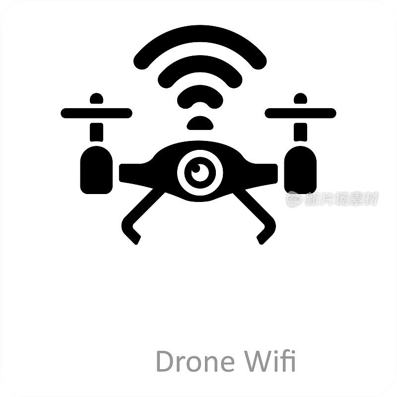 无人机wifi和技术图标概念