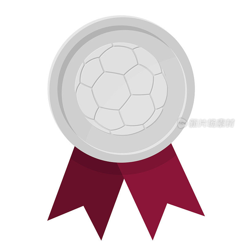 银质奖章，奖品包括彩带和足球