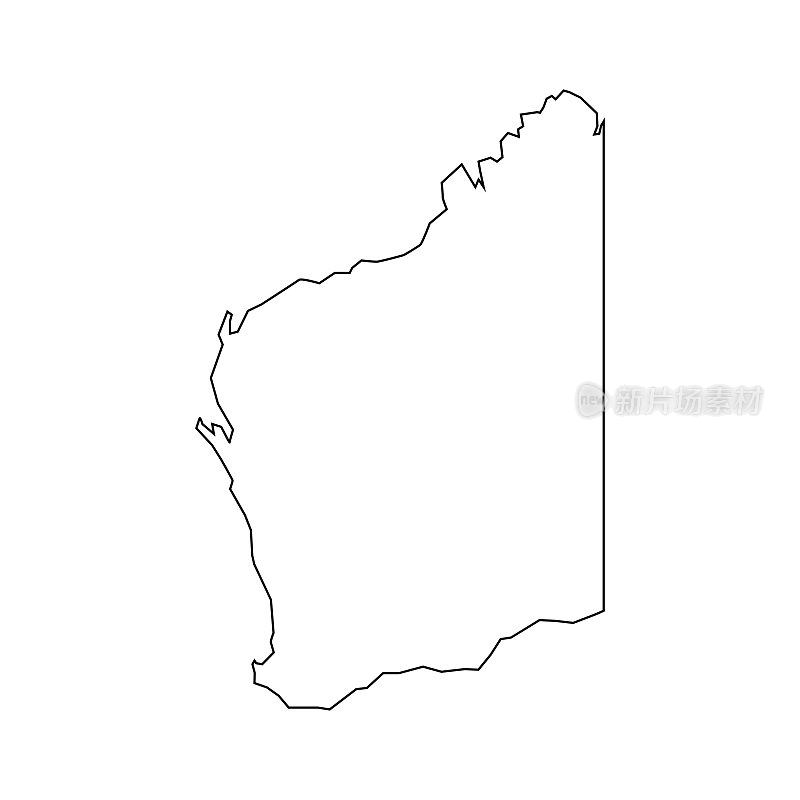 西澳大利亚地图。西澳大利亚线性风格。西澳大利亚的象征