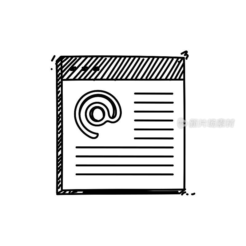 网页线条图标,草图设计,像素完美,可编辑的笔画。互联网。