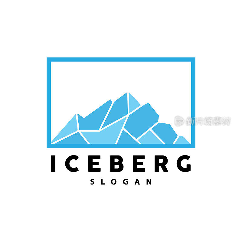 冰山标志，南极山脉矢量冰蓝色，自然设计，产品品牌说明模板图标