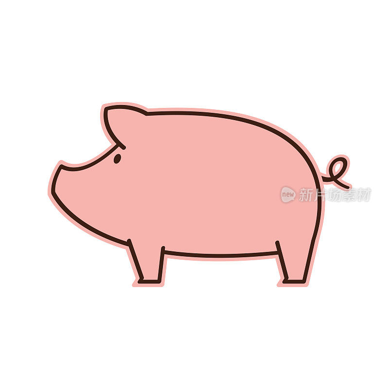 猪涂鸦标志设计。猪向量。猪的象征。