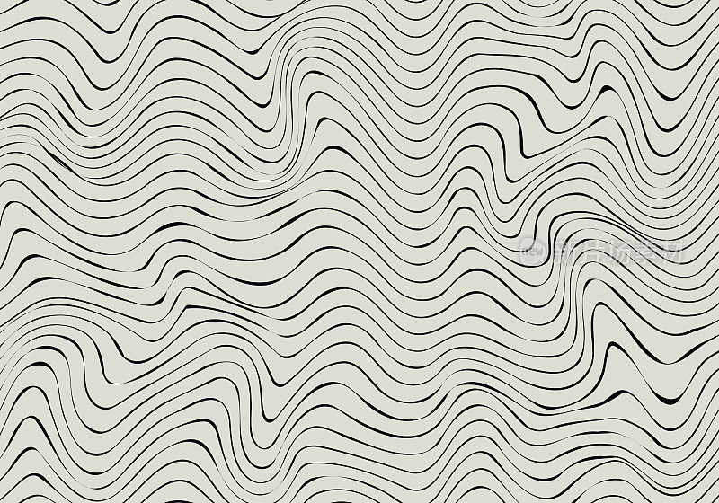 抽象波浪三维网格在一个白色的背景。几何动力波。3D技术线框图。矢量插图。