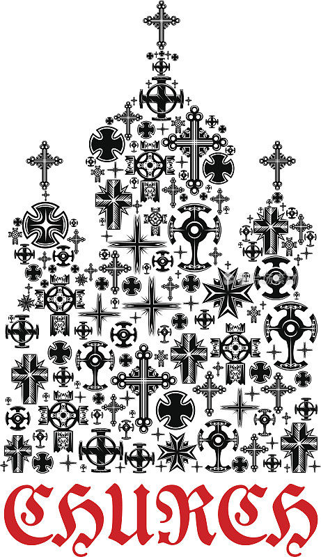 教堂的图标。宗教基督教交叉符号